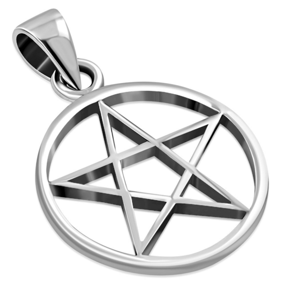 Pendant--Pentagram Pentacle Sterling Silver - Picture 1 of 6